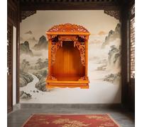 Santuario buddista da parete in legno massello, nicchia da parete,armadietto a muro in legno massello per la casa,mini santuario con cassetto, mobile altare da meditazione, altare in stile cinese(Huan