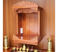 Santuario del Buddha in legno massello da parete, santuario del Buddha per meditazione personale, mini santuario del Buddha, mobiletto per santuario di preghiera buddista, da parete(50*38*68CM)