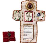 Santuario Tascabile con Croce d'Argento Inclusa all'Interno, Compagno di Preghiera Tascabile Fatto a Mano, Mini trapunte delle Scritture, Regalo Cristiano per la Preghiera (1Pcs)