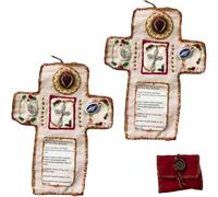 Santuario Tascabile con Croce d'Argento Inclusa all'Interno, Compagno di Preghiera Tascabile Fatto a Mano, Mini trapunte delle Scritture, Regalo Cristiano per la Preghiera (2Pcs)