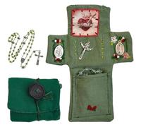 Santuario Tascabile Con Croce D'Argento Inclusa All'Interno, Tasche Croce Per Preghiera, Mini Trapunte Delle Scritture, Reliquiario Tascabile Con D'argento Inclusa All'interno