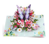 SANTUO Biglietto di auguri pop-up 3D con farfalla e margherita, biglietto di compleanno per donne, fiori, biglietti di compleanno pop-up per mamma, sorella, nonna, moglie, figlia e altre donne, con