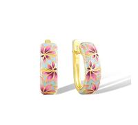 Santuzza 925 Sterling Silver Enamel Pattern Dangle Earrings, 1mm x 6.2mm x 19mm, Smalto in argento Sterling, Nessuna pietra preziosa