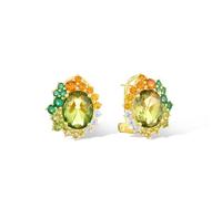 Santuzza 925 Sterling Silver Gemstone Flower Dangle Earrings for Women