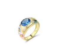Santuzza - Anello da donna in argento Sterling 925 con motivo floreale smaltato