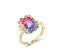 Santuzza Anello da donna in argento Sterling 925 con pietre preziose a grappolo