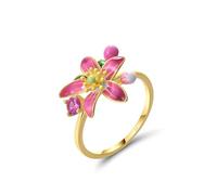 Santuzza Anello da donna in argento Sterling 925 smaltato a forma di fiore