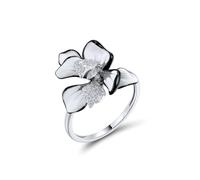 Santuzza Anello da donna in argento Sterling 925 smaltato a forma di fiore, Pietra preziosa smaltata in argento Ster, Zirconia cubica