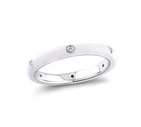 Santuzza Anello impilabile in argento Sterling 925 con zirconia cubica e smalto, per donna, smalto, zirconia cubica