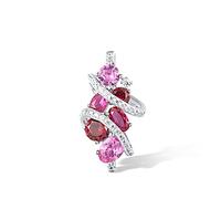 Santuzza Ciondolo in argento Sterling 925 intrecciato con zirconi cubici per le donne, Argento sterling Pietra preziosa, Rubino