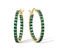 Santuzza Orecchini a cerchio Huggie in argento Sterling 925 con zirconia cubica, metallo, zirconia cubica