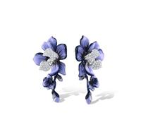 Santuzza Orecchini da donna in argento Sterling smaltato a forma di fiore, Argento sterling Smalto Zirconia cubica