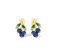 Santuzza Orecchini pendenti a forma di orchidea, in argento Sterling 925, con zirconia cubica bianca, smaltati a mano, con fiore bianco, regalo per donne, Argento Sterling smaltato, Nessuna pietra