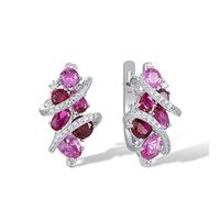 Santuzza Orecchini pendenti da donna in argento Sterling 925 con ametista rosa e zirconia cubica, Argento Sterling e zirconia cubica, Zirconia cubica