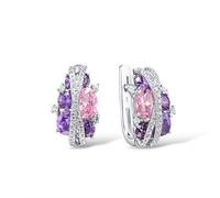 Santuzza Orecchini pendenti in argento Sterling 925 con zirconia cubica rosa ametista, Argento sterling Zirconia cubica, Zriconia cubica