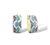 Santuzza Orecchini pendenti in argento Sterling 925 smaltato con motivo vegetale, Argento sterling Smalto Argento Sterling Smalto Senza pietre preziose