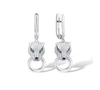 Santuzza Panther - Orecchini pendenti da donna, in argento Sterling 925, motivo leopardato, Argento sterling Argento Sterling zirocnia cubica, zirconia cubica