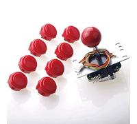 SANWA JLF-TP-8YT Joystick + 8 pezzi OBSF-30 Push Button Kit (colore: rosso)