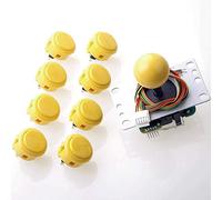 SANWA JLF-TP-8YT Joystick + SANWA 8 pezzi OBSF-30 Pulsante Push Button Kit Colore: Giallo - per Gioco Arcade 4 e 8 Vie Regolabili, Compatibile con Catz Mad SF4 Tournament Joystick S@NWA