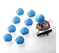 Sanwa JLF-TP-8YT Joystick + Sanwa 8 pezzi OBSF-30 Push Button Bundle Kit Colore: Azzurro - per gioco arcade 4 e 8 vie regolabile, joystick per videogiochi