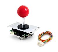 SANWA JLX2-TP-8YT Joystick arcade di seconda generazione con parte superiore a sfera rossa e cablaggio a 5 pin - Ultimo aggiornamento JLF e successore | Base POM, rondella a forma di X, cancello GT-8X