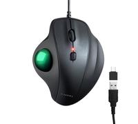 SANWA Mouse trackball ergonomico cablato, mouse ottico verticale a sfera, pulsanti silenziosi, trackball da 34 mm, 600/800/1200/1600 DPI, compatibile con MacBook, laptop, computer, Windows, macOS