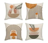 Sanwarm Set di 4 federe decorative per cuscini con sole e luna, geometriche, stile bohémien, 45 x 45 cm, per esterni, divano, divano