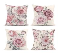 Sanwarm Set di 4 federe per cuscini da esterni, 45,7 x 45,7 cm, decorazione per la casa, per divano, divano, colore rosa