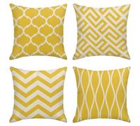 Sanwarm Set di 4 federe per cuscini decorativi per la casa, geometriche, vintage, retrò, arancione felice, 45,7 x 45,7 cm, cuscini da esterno per divano