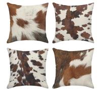 Sanwarm Set di 4 federe per cuscini decorativi per la casa, motivo: mucca, animali della fattoria, stile retrò, mimetico, 45,7 x 45,7 cm, per esterni, divano, divano