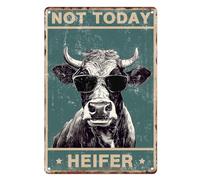 Sanwarm Targa in metallo, 20 x 30 cm, decorazione con mucca non oggi, mucca di latte di giovenca, cottage, vintage, decorazione artistica da parete per casa, soggiorno, cucina, giardino, camera da