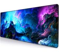 SANWUMIAN Gaming-Mauspad, großes erweitertes Mauspad mit genähtem Rand, rutschfeste Gummiunterseite, Computer-Tastatur, Mauspad, Spiel, 31.5x11.8 cm große schillernde Galaxie