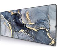 Sanwumian Tappetino per mouse da gioco, grande tappetino, per scrivania, con base in gomma antiscivolo, tappetino per mouse e tastiera con bordi cuciti, 80 x 30 cm, marmo dorato