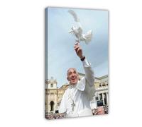 SANWYA Stampa artistica da parete su tela, motivo: Papa Francesco Pregare 2, per soggiorno e camera da letto, 30 x 45 cm, con cornice, stile 2