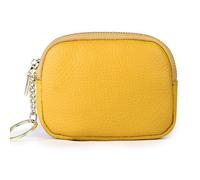 Sanxiner Portamonete in vera pelle, portachiavi da donna, piccolo portachiavi, portafoglio, porta carte, mini borsetta in pelle, portachiavi portafoglio da donna, Giallo, Portamonete