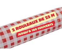 SANYGIENE | Tovaglie da usare una volta a quadri rossi e bianchi | 2 rotoli da 25 m = 50 m | Larghezza 1,20 m | Birrificio - Bistro Retro - Tappo Lyonnais - Guinguette