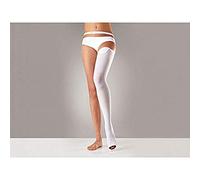 Sanyleg - Calze Antitrombosi, Antiembolia, a Compressione Graduata Differenziata, Autoreggente con Foro di Ispezione e Balza in Silicone, Taglia X-Large, Lunghezza 80-90 cm
