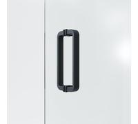 SANYROI Maniglia per porta doccia, apertura fori 145 mm, maniglia per cabina doccia, maniglia per porta in vetro ad arco, lega di zinco, nero opaco, resistente, lunghezza 160 mm