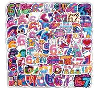 SANYUANHE 115 adesivi "Six Seven" Neon Graffiti, "67" Numeri Graffiti, adesivi divertenti per bottiglie d'acqua, valigie, biciclette, auto, tablet