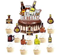 SANYUANHE 25 Pezzi Decorazioni Per Torte Per Appassionati di Whisky, Whisky Cupcake Toppers Happy birthday, Festa Della Birra, Decorazione Cupcake a Tema Birra, Cake Toppers Oktoberfest