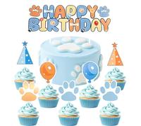 SANYUANHE Decorazioni Per Torte Per Cane，Tema Per Feste di Compleanno Per Dog，Decorazioni Cupcake Toppers，Happy birthday，Decorazioni e Articoli Per Feste di Compleanno 25 Pezzi