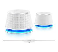 Sanyun SW102 Casse per PC Fisso e Notebook, 2.0 Alimentazione USB | Radiatori Passivi, Bassi Incisivi, AUX 3,5 mm Audio, Controllo Volume sul Cavo, Plug & Play, Salvaspazio (Coppia, Bianco)