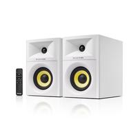 Sanyun SW205 Casse da Scaffale 2.0 4", Scena Sonora Espansa, Dual-DSP | DAC 24 bit Integrato, Bluetooth 5.4/Ottico/AUX, Woofer Fibra Vetro 80W 10cm, Tweeter Seta, Telecomando RF (Coppia, Bianco)