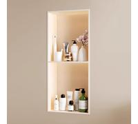 SanzIa Nicchia per Doccia con Luce LED Illuminata, Scaffale Impermeabile da Incasso a Parete Non È Necessario Rivestire la Nicchia per Lo Stoccaggio del Bagno(28x70x12.5cm)