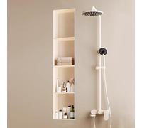 SanzIa Nicchia per Doccia con Luce LED Illuminata, Scaffale Impermeabile da Incasso a Parete Non È Necessario Rivestire la Nicchia per Lo Stoccaggio del Bagno(28x120x12.5cm)