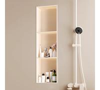 SanzIa Nicchia per Doccia con Luce LED Illuminata, Scaffale Impermeabile da Incasso a Parete Non È Necessario Rivestire la Nicchia per Lo Stoccaggio del Bagno(28x90x12.5cm)