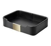 SANZIE Elegante vassoio in pelle da scrivania, organizer decorativo per tavolo d'ingresso per contenere gioielli, orologi, cosmetici, chiavi, telefono, portafoglio, accessori per casa e ufficio (nero)