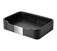 SANZIE Vassoio in pelle di lusso con hardware gioielli, organizer per chiavi, telefono, portafoglio, cambio monete (nero (metallo argenteo))