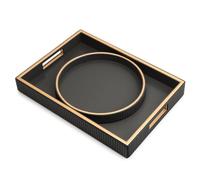 SANZIE Vassoio portaoggetti da scrivania in pelle, set di vassoi decorativi, nero