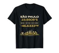 Sao Paulo Brasile Coordinate Minimal City Identity Design Maglietta
